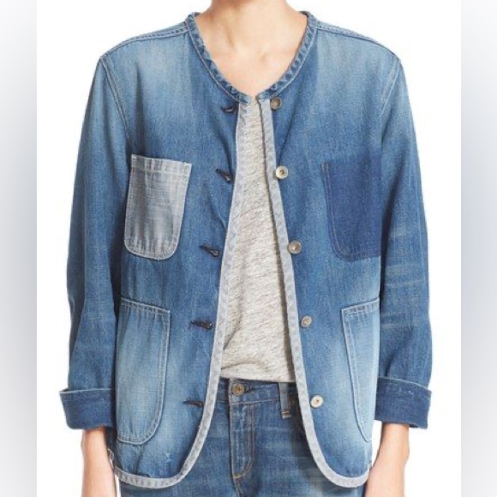 Rag & Bone Santa Cruz XXS Oversized Denim Button Chore Coat Blue Jean Jacket USA